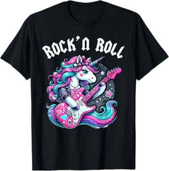 Rock'n Roll Unicorn, Rockstar Unicorn, Punk Goth Band Girls T-Shirt