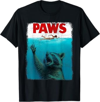 Raccoon Paws Funny Swimming Shark Vintage Retro Humor T-Shirt