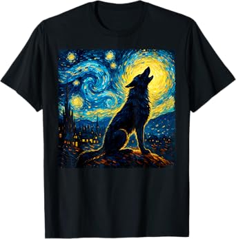 Wolf Starry Night Howling Moon Funny Gifts for Men Women Kid T-Shirt