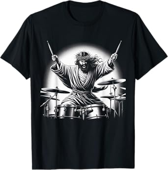 Drummer Rock Jesus Drumming T-Shirt