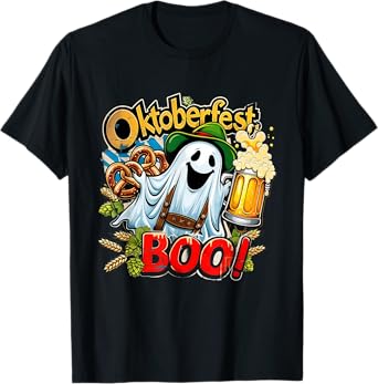 Oktoberfest Ghost Boo Beer Pretzel Funny Prost Design T-Shirt