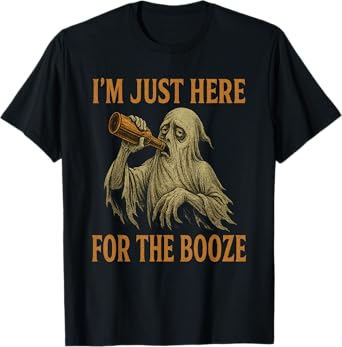 Iโm Just Here for The Booze Halloween Funny Drinking Ghost T-Shirt