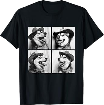 Cute Siberian Husky Funny Cowboy Dogs Western Huskies Pets T-Shirt