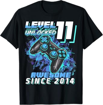 11th Birthday Boy Level 11 Gamer 11 Year Video Game Party T-Shirt