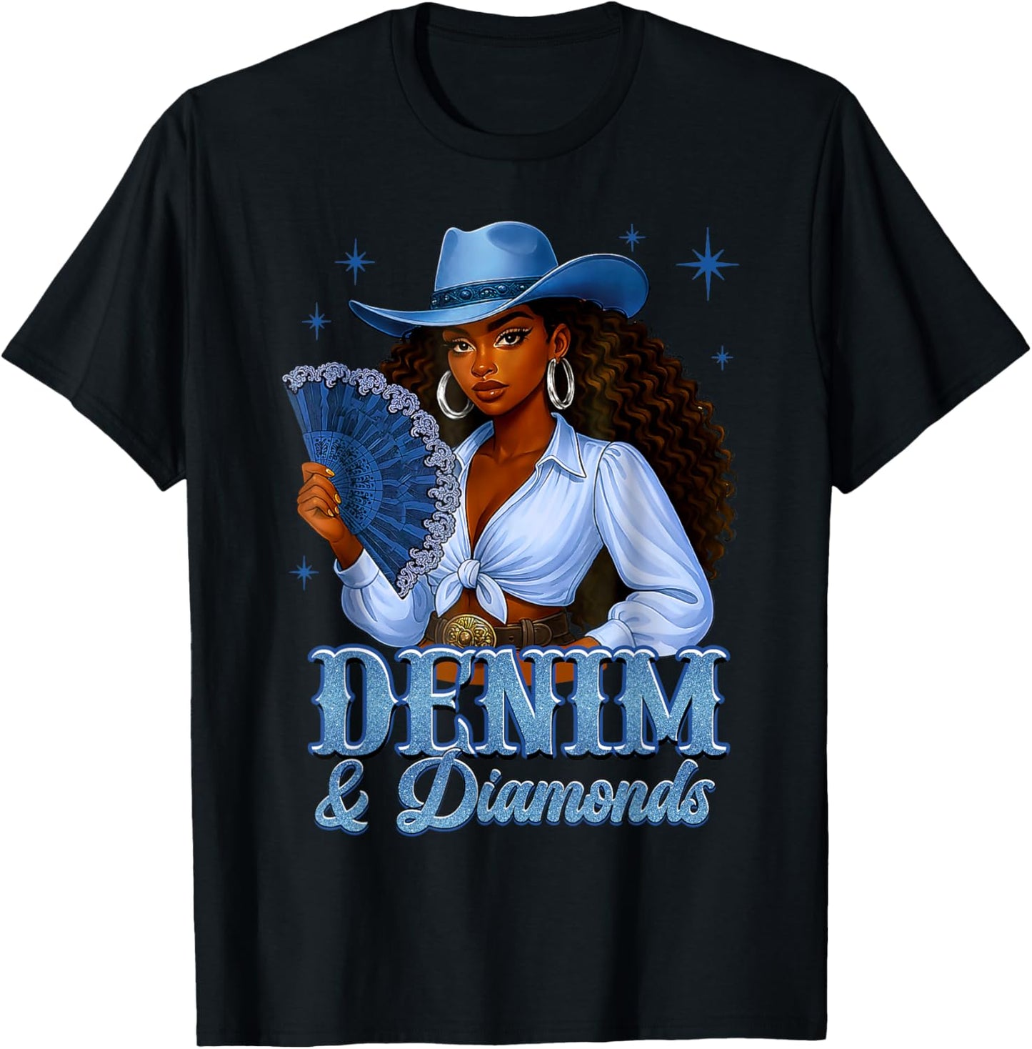 Women Cowgirl Melanin Western Rodeo Girls T-Shirt