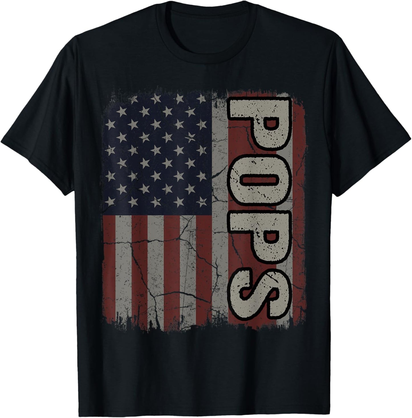 Pops American Flag Vintage Father's Day 4th of July Gift T-Shirt