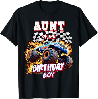 Aunt of the Birthday Boy Monster Truck Birthday Party T-Shirt
