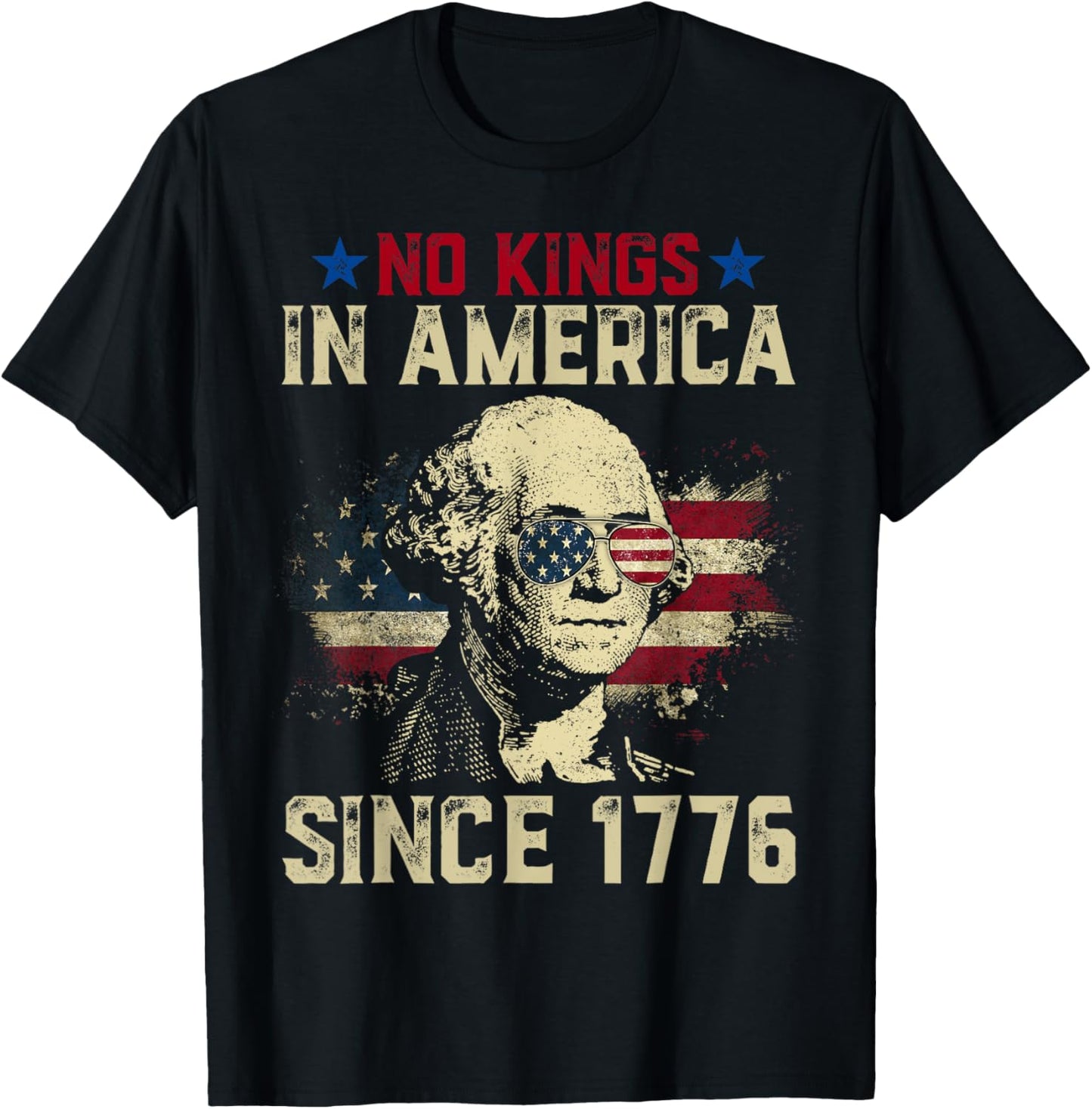 No Kings In America Since 1776 Vintage Usa Distressed Flag T-shirt