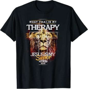 Muay Thai Is My Therapy :: Jesus My Savior MMA Fighter Lion T-Shirt