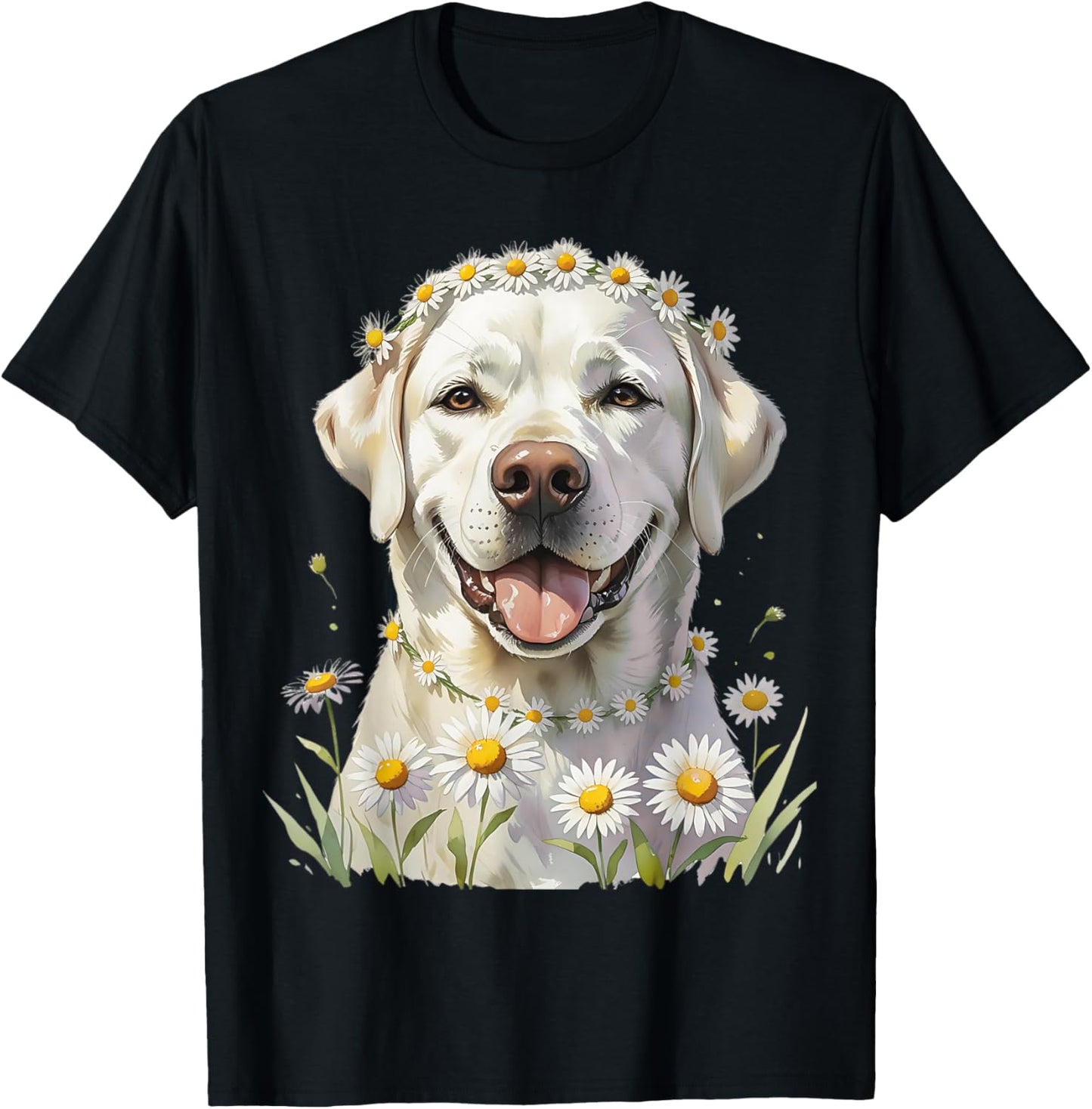 Labrador for Girls Daisy Chain Cute Cream Labs White Dogs T-Shirt