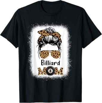 Billard Mom Bleached Leopard Print Pool Balls Player Women T-Shirt