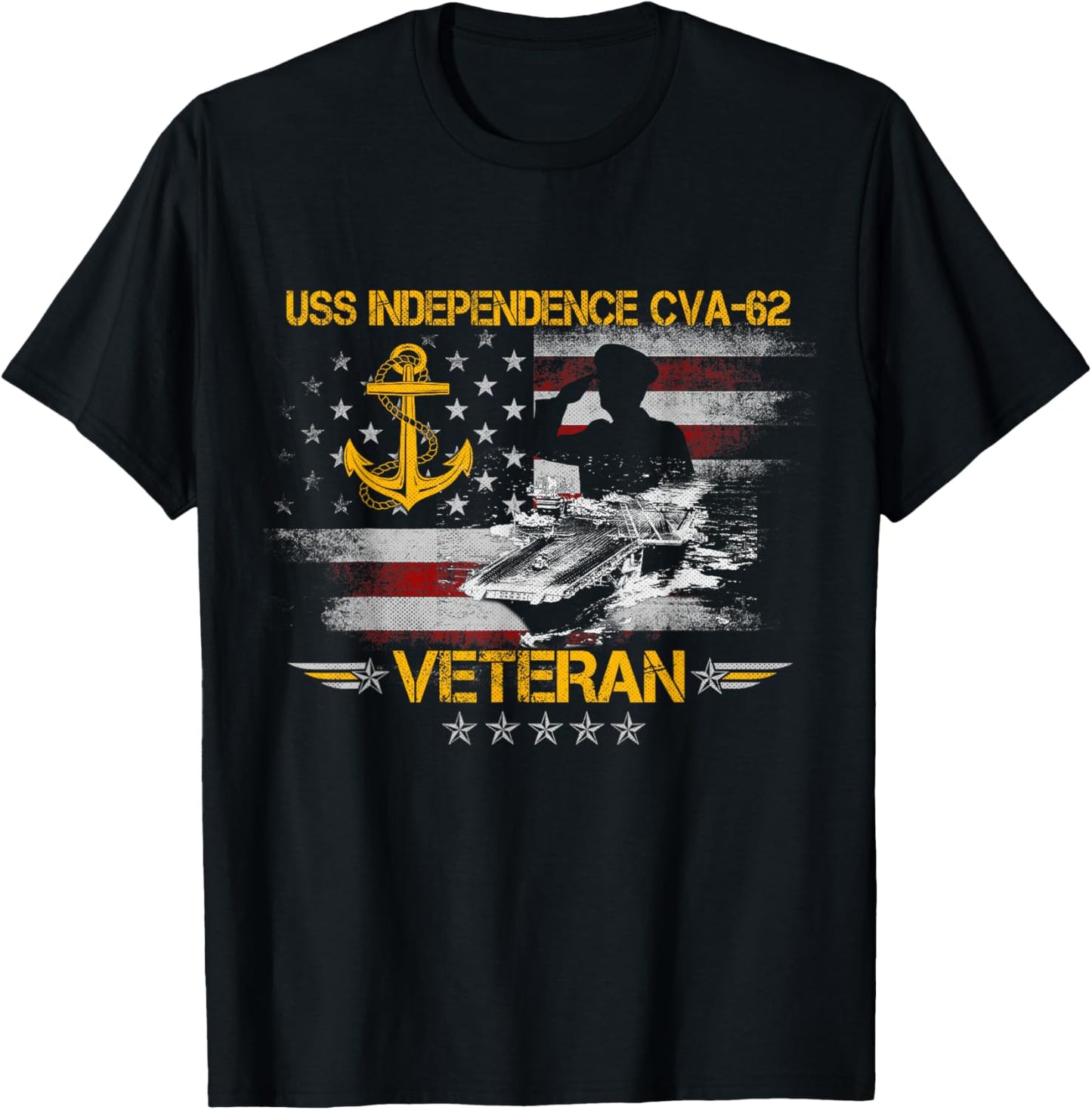USS Independence CV-62 Aircraft Carrier Veteran FlagVintage T-Shirt