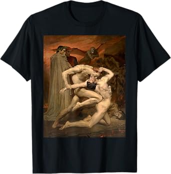 Urban Empyre Dante and Virgil in Hell Painting by William Bouguereau 1850 T-Shirt, Small, Black