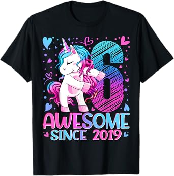 6 Year Old Unicorn Gifts For Girls 6th Birthday Girl Party T-Shirt