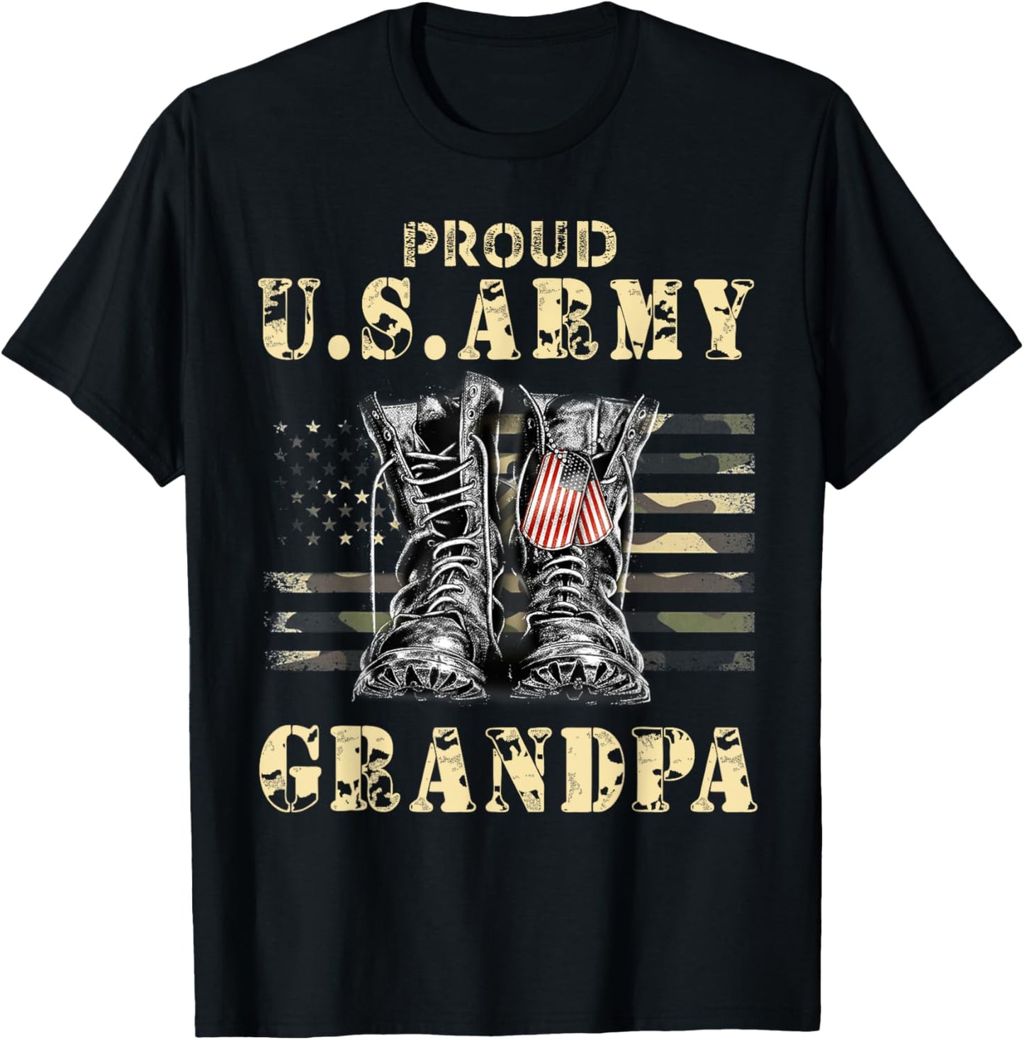 Mens U.S. Patriot U.S. Flag Proud U.S. Army Grandpa T-Shirt