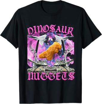 Funny Dinosaur Chicken Nugget Bootleg Hardcore Flames Meme T-Shirt