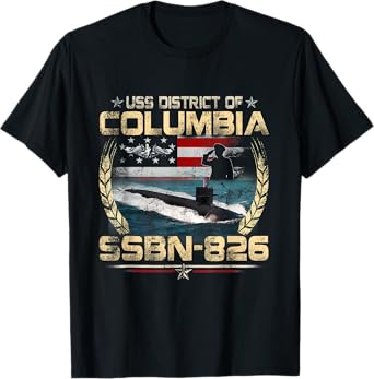 USS District of Columbia SSBN-826 USA Flag Submarine Veteran T-Shirt for Women Men