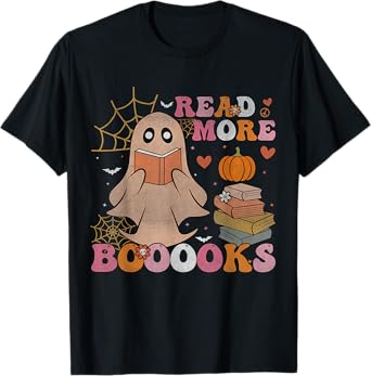 Read More Books Funny Boo Ghost Reading Halloween Library T-Shirt