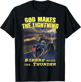 God Lightning Christian Biker Shirt Motorcycle Jesus Design T-Shirt