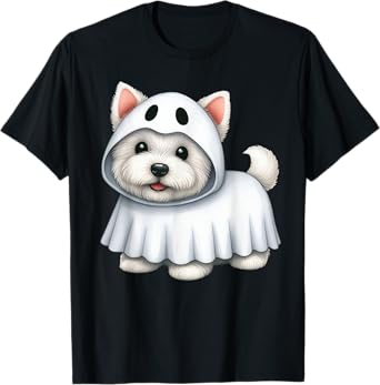 Westie Dog Halloween Costume Ghost West Highland Terrier Men Women Kids T-Shirt