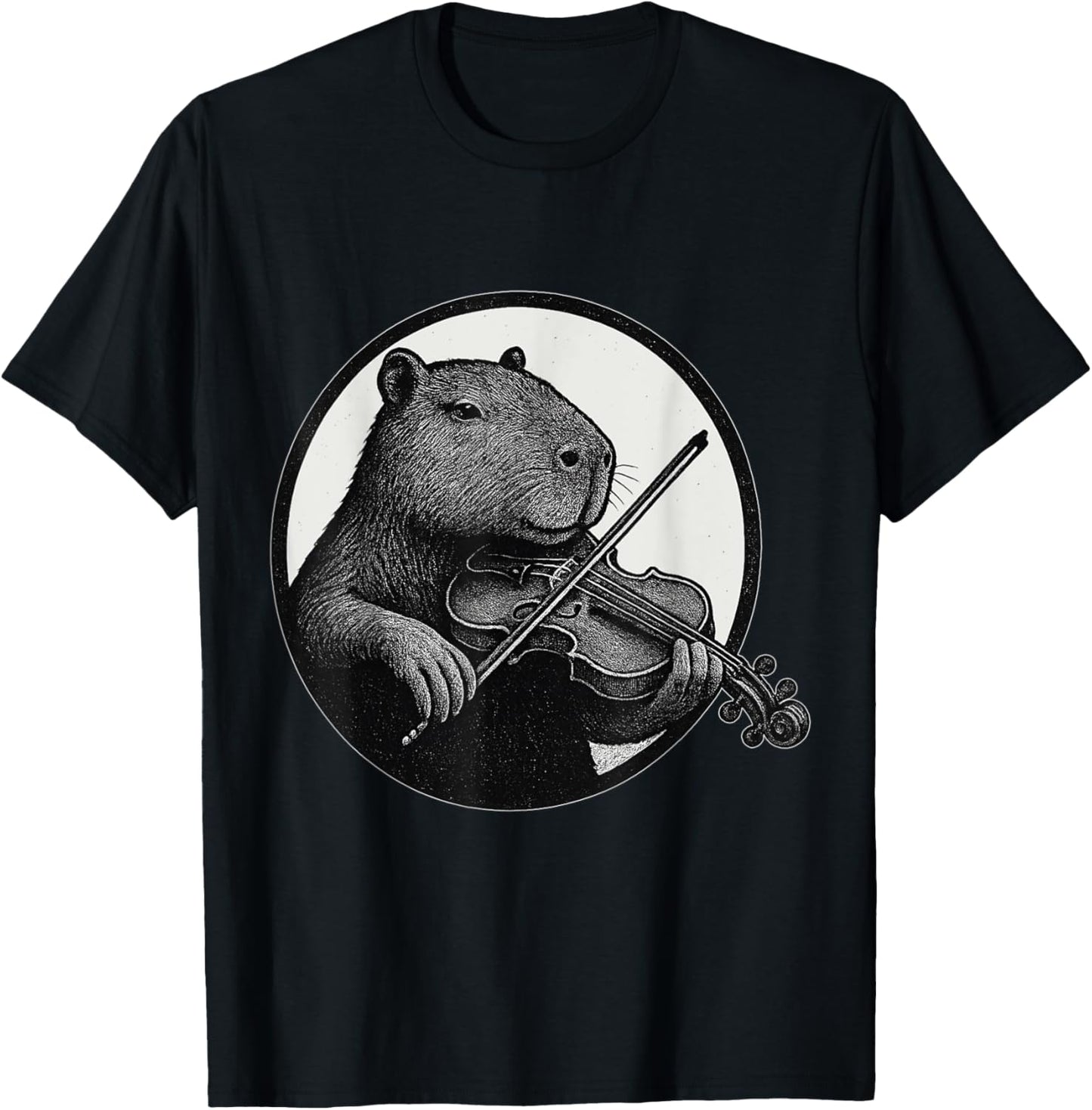 Funny Orchestra Musician Violinist Capybara Playing Violin T-Shirt