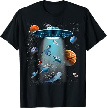 Galaxy Fish shark Space UFO Alien Stars Sea Ocean Sharks T-Shirt