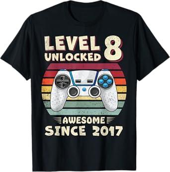 8 Year Old BDay Decorations Son Boy 8yr 2017 8th Birthday T-Shirt