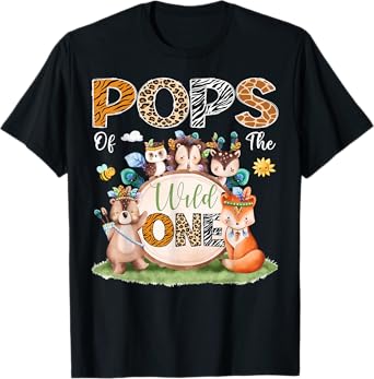 Pops Of The Wild One 1St Birthday Woodland Safari Jungle T-Shirt