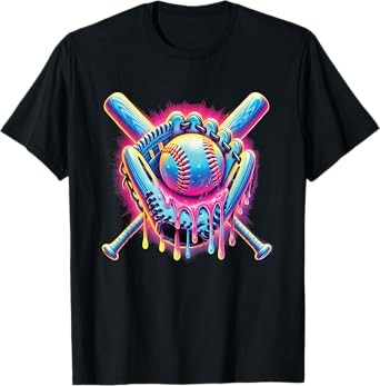 Baseball Drip For Boys Ice Cream Drip Youth Boys Baseball T-Shirt