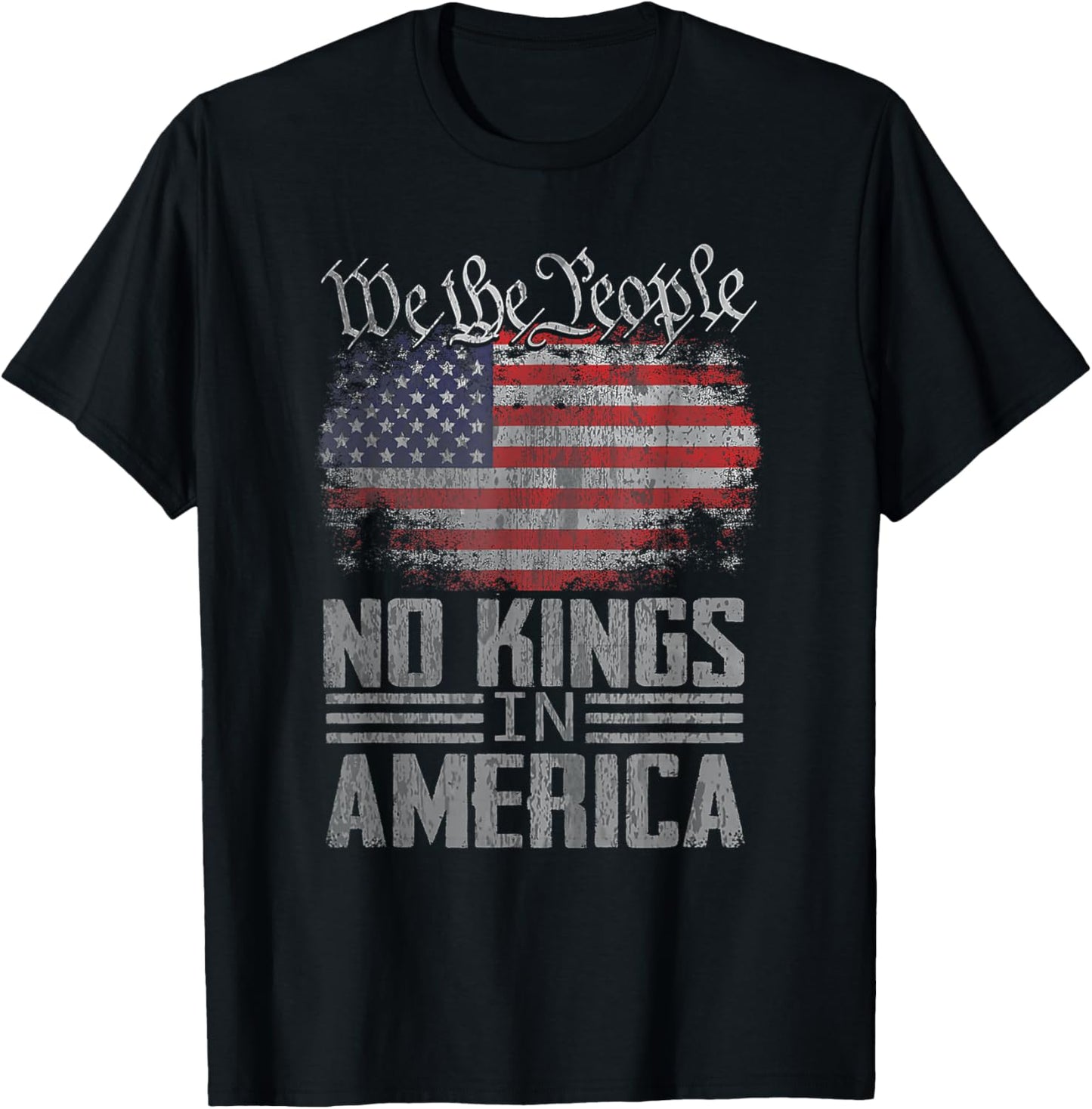 No Kings In America Us Flag Vintage Men Women (on Back) T-shirt