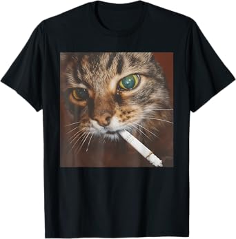 Funny Smoking Cat, Cigarette Kitty Gen Z Meme, Cat Lover Men Women T-Shirt