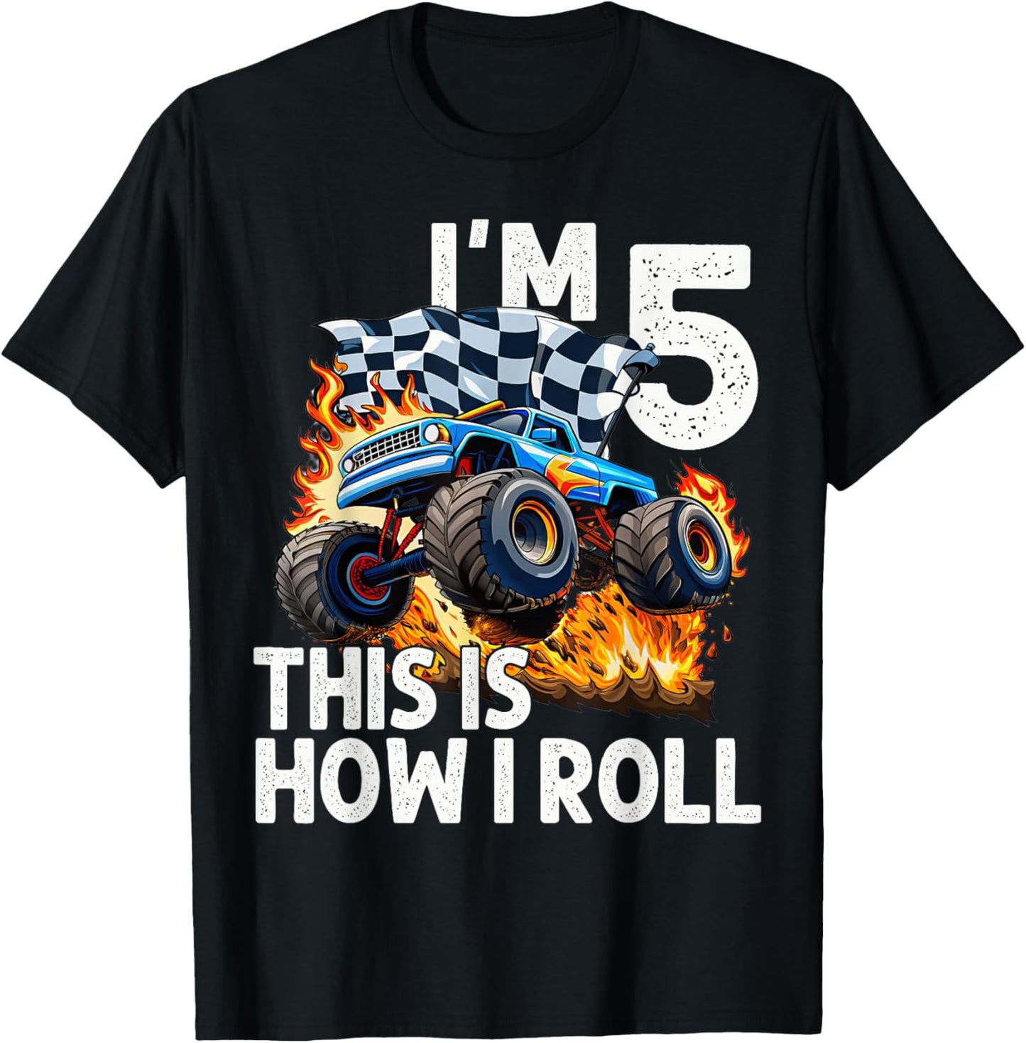 Monster Truck 5th Birthday Boys “I’m 5” Tee by TeeBrew
