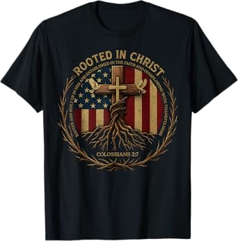 Rooted in Christ Shirt, Jesus Shirts, Cross Christian T-Shirt