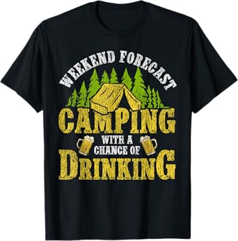 Tent Camping Beer Vintage Weekend Forecast Camping with A T-Shirt
