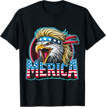 4th of July Patriotic Funny Eagle July 4th USA Merica T-Shirt for Women Kids Men