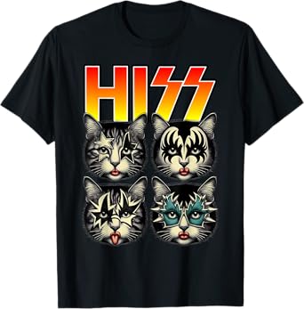 Retro Cat Rock Music Concert Band Hiss Funny Cat Kitten Love T-Shirt