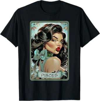 Pisces Tarot Card Pin Up Girl Sexy Astrology Birthday Fish T-Shirt