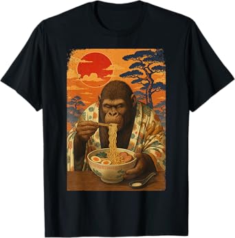 Bigfoot Eating Japanese Ramen Noodles Funny Gifts Men Women T-Shirt