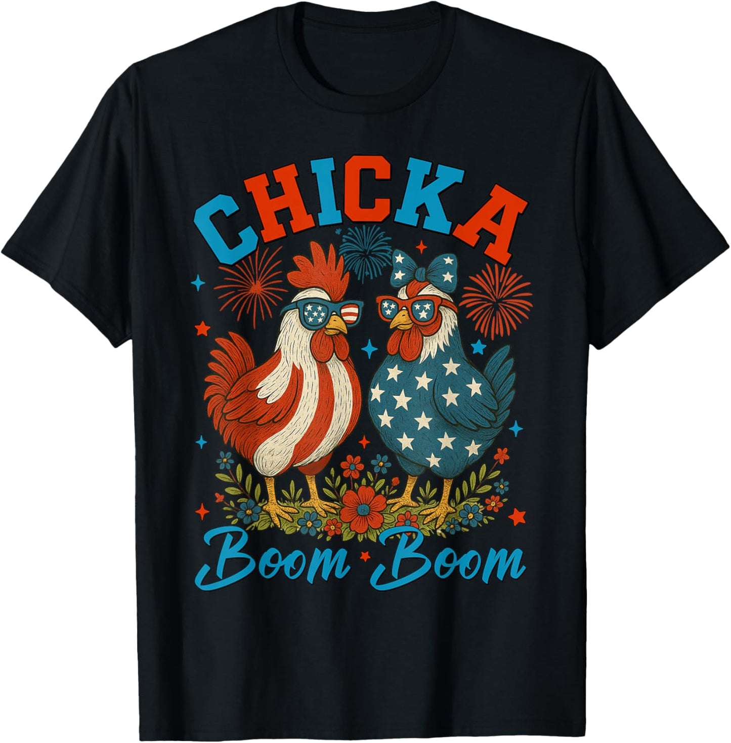 Chicka Boom Boom Funny Patriotic Chicken 4th of July USA Men T-Shirt