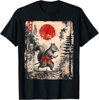 Samurai Squirrel Japanese Vintage Funny Gifts Graphic Art T-Shirt