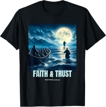 Faith Inspired Image Of Jesus Walking On Water T-Shirt