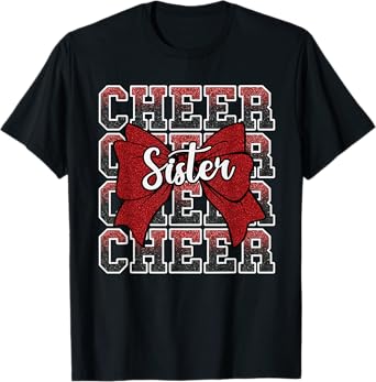 Coquette Cheer Sister Bow Sport Cheerleader Cheerleading Red T-Shirt