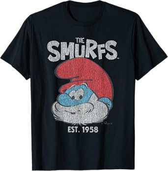 The Smurfs Vintage Papa Smurf Est. 1958 Retro Cartoon T-Shirt