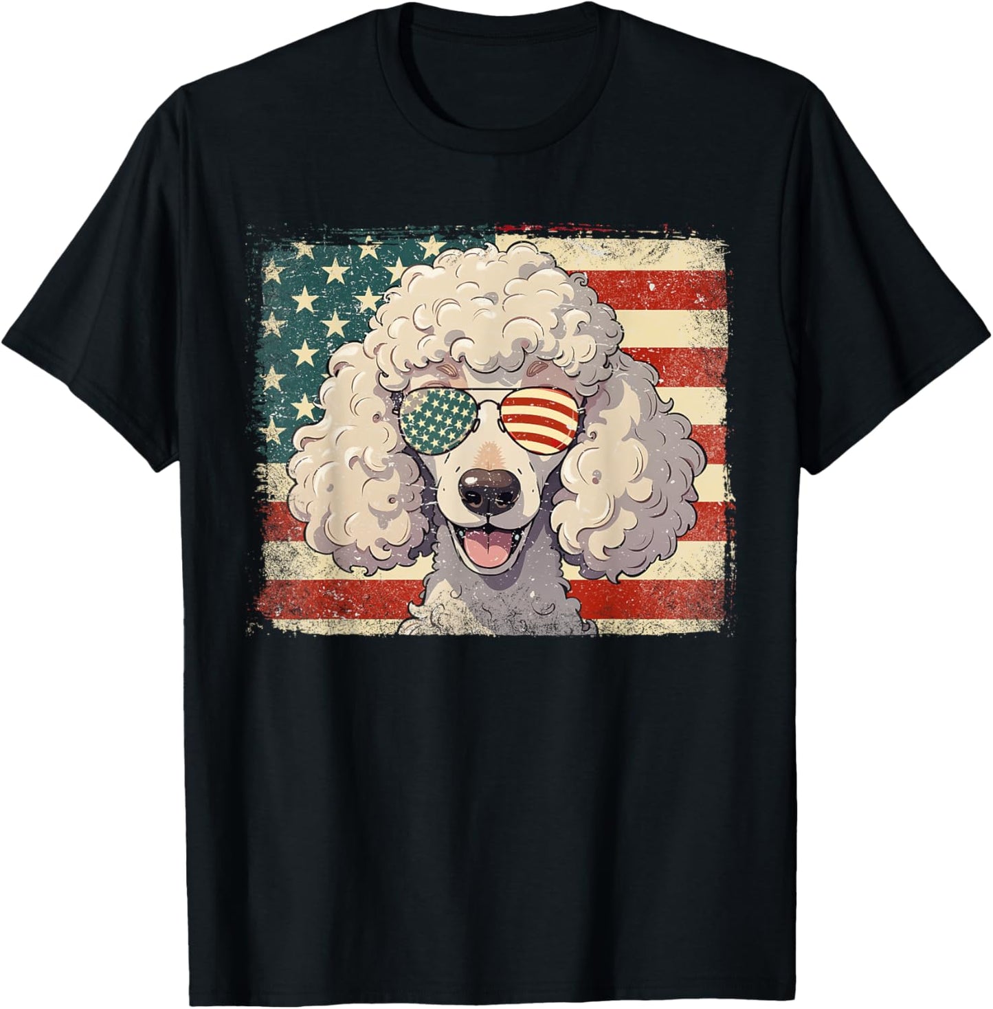 Patriotic Standard Poodle Dog Lover Usa Flag 4th Of July T-shirt