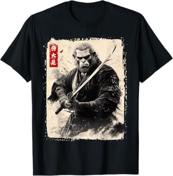 Japanese Art Samurai Bigfoot Vintage Sasquatch Retro Ninja T-Shirt