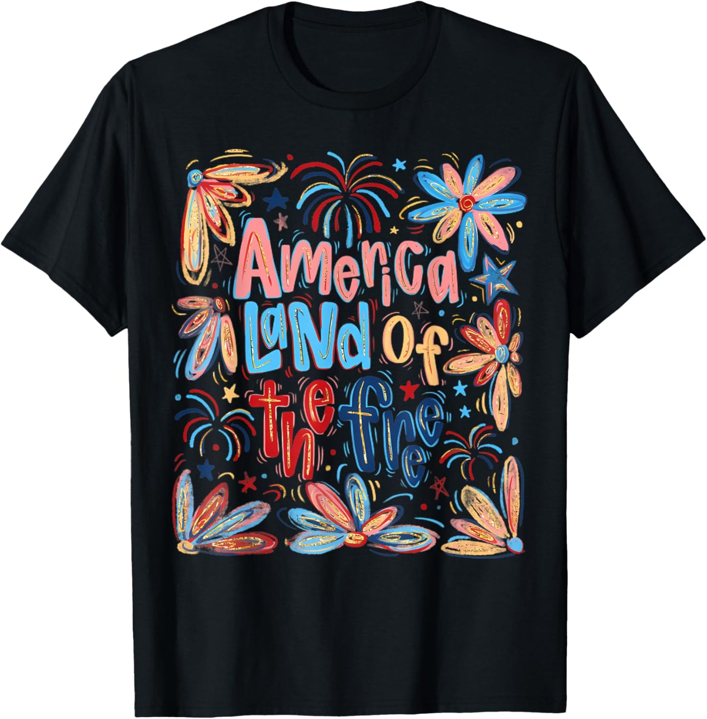 America Land Of The Free Patriotic BoHo Women T-Shirt