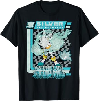 Sonic The Hedgehog Silver The Hedgehog Racing Poster T-Shirt