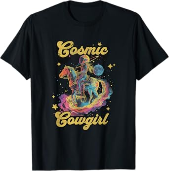 Cosmic Rodeo Howdy Western Retro Cute Cowboy Cowgirl Space T-Shirt