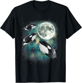 Three Orca Moon | 3 Orca Funny Weird Cursed Meme T-Shirt