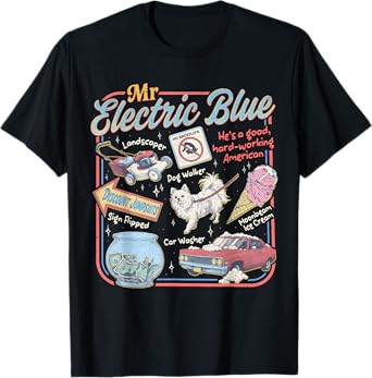 Mr Blue Electric Funny American Boone Heart Women Men Kids T-Shirt